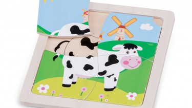 New Classic Toys - Mini Puzzle 木製彩色乳牛圖案系列拼切套裝玩具 #10526