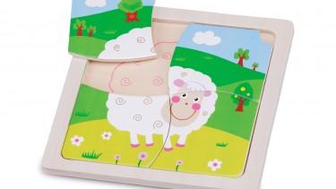 New Classic Toys - Mini Puzzle 木製彩色綿羊圖案系列拼切套裝玩具 #10527