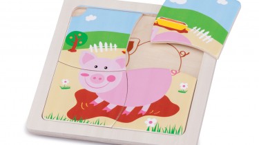 New Classic Toys - Mini Puzzle 木製彩色豬仔圖案系列拼切套裝玩具 #10528