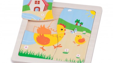 New Classic Toys - Mini Puzzle 木製彩色小雞圖案系列拼切套裝玩具 #10529